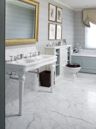 Marble traditional flooring in period bathroom