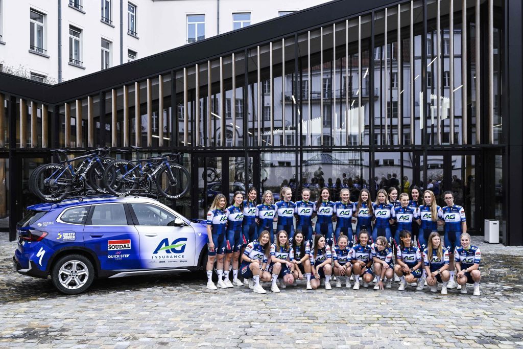 Illustration picture shows a groupphoto during the presentation of the 2023 roster of the AG Insurance Soudal QuickStep womens cycling team Thursday 23 February 2023 in Brussels BELGA PHOTO TOM GOYVAERTS Photo by Tom Goyvaerts BELGA MAG Belga via AFP Photo by TOM GOYVAERTSBELGA MAGAFP via Getty Images