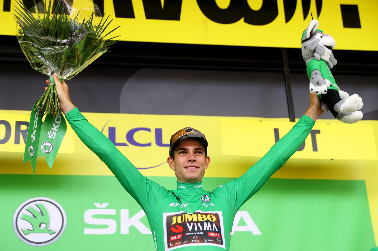 Wout van Aert in the green jersey at the 2022 Tour de France