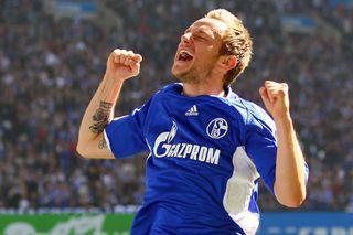 Ivan Rakitic of Schalke celebrates the first goal during the Bundesliga match between FC Schalke 04 and Borussia Moenchengladbach at the Veltins Arena on March 17, 2010 in Gelsenkirchen, Germany. (Photo by Christof Koepsel/Bongarts/Getty Images) Chelsea