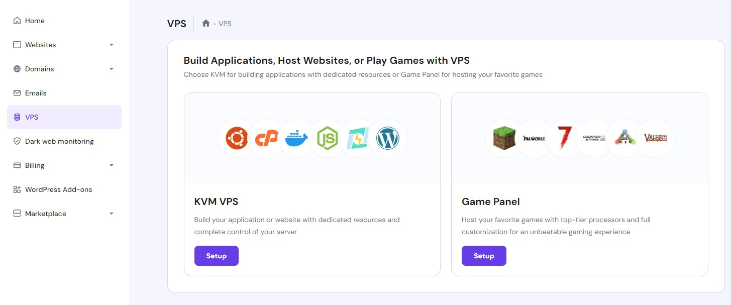 Adding VPS plan via hPanel