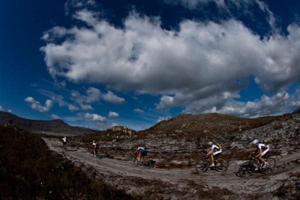Riders make their way over the Shaw's mountain