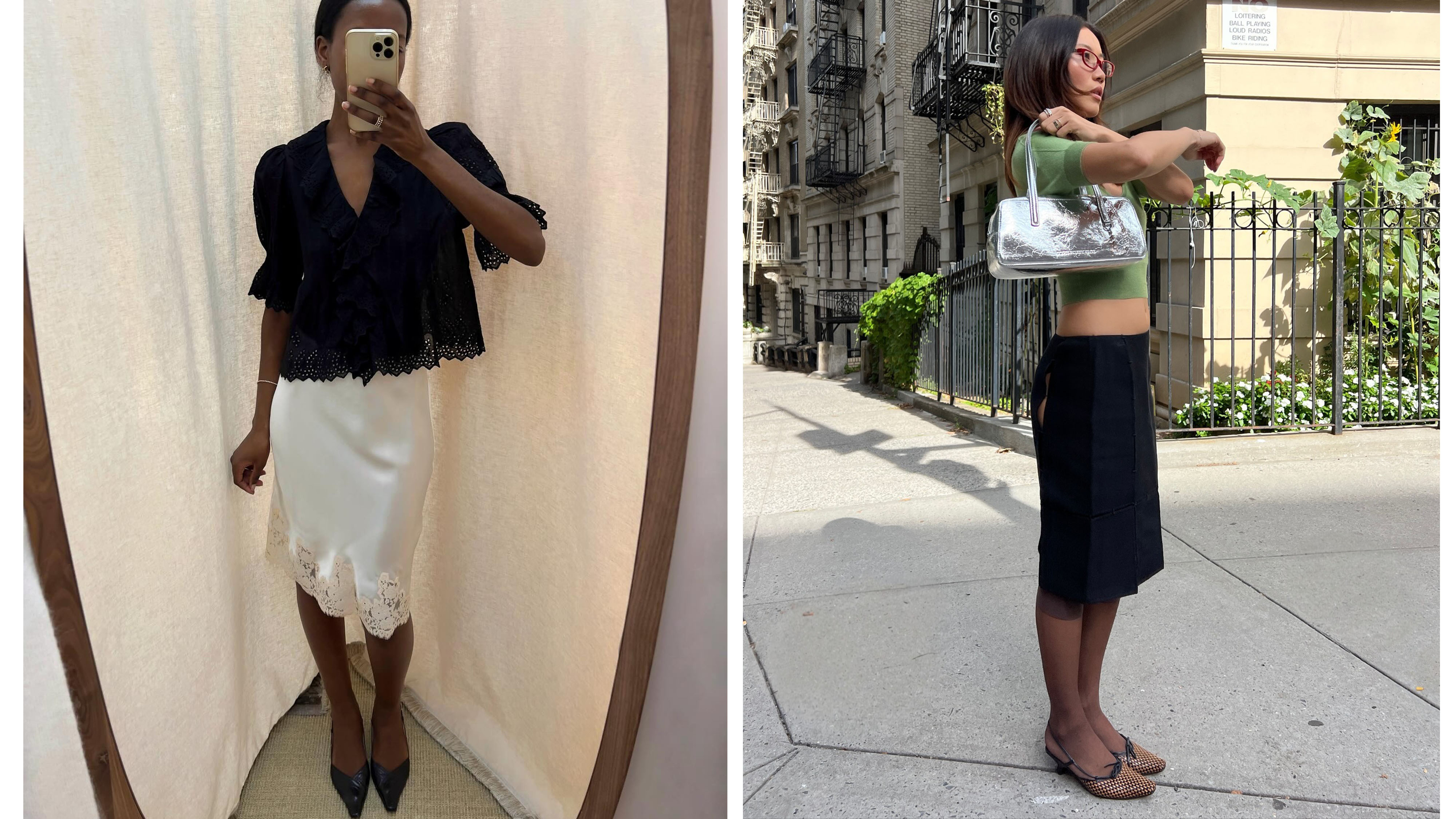 Women wearing skirts and tops