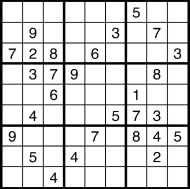 An unsolved sudoku.