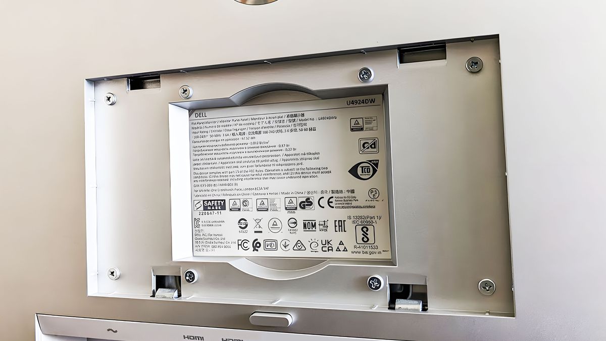 Dell Ultrasharp 49 Curved Monitor back panel.