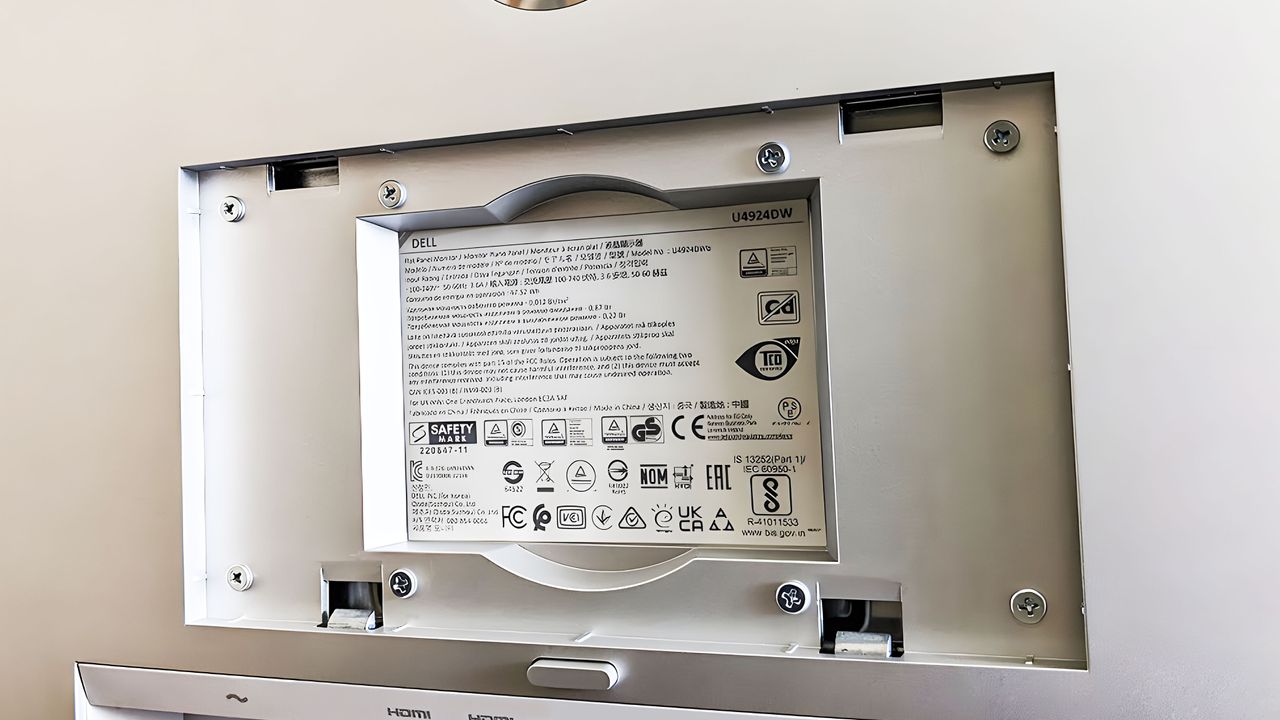 Dell Ultrasharp 49 Curved Monitor back panel.