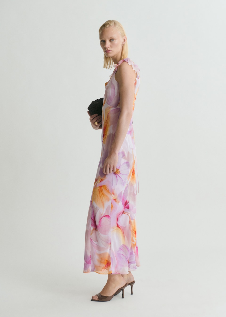 MANGO, Floral Dress With Ruffle Detail 