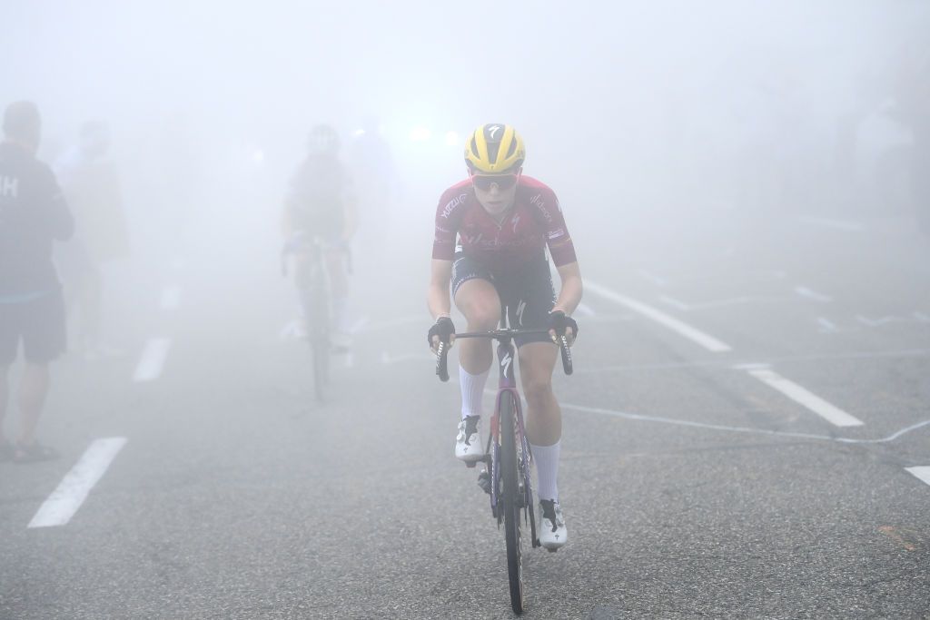 COL DU TOURMALET FRANCE JULY 29 Demi Vollering of The Netherlands Pink UCI Womens WorldTour Leader Jersey and Team SD Worx Protime attacks during the 2nd Tour de France Femmes 2023 Stage 7 a 898km stage from Lannemezan to Col du Tourmalet 2116m UCIWWT on July 29 2023 in Col du Tourmalet France Photo by Alex BroadwayGetty Images