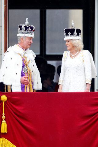 King Charles and Queen Camilla on Buckingham Palace's balcony
