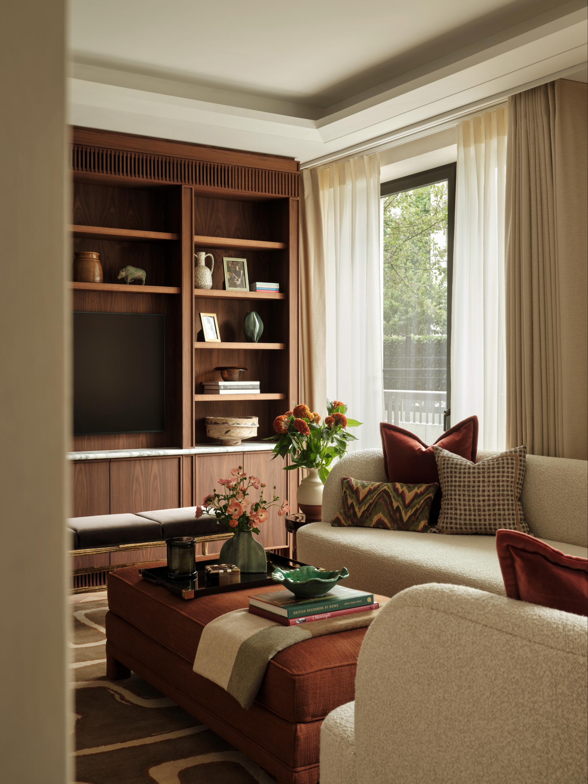 A tonal living space by interior designer Rebecca Hughes.