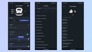 A compilation of screenshots showing the SteelSeries Arctis app open on an Android phone