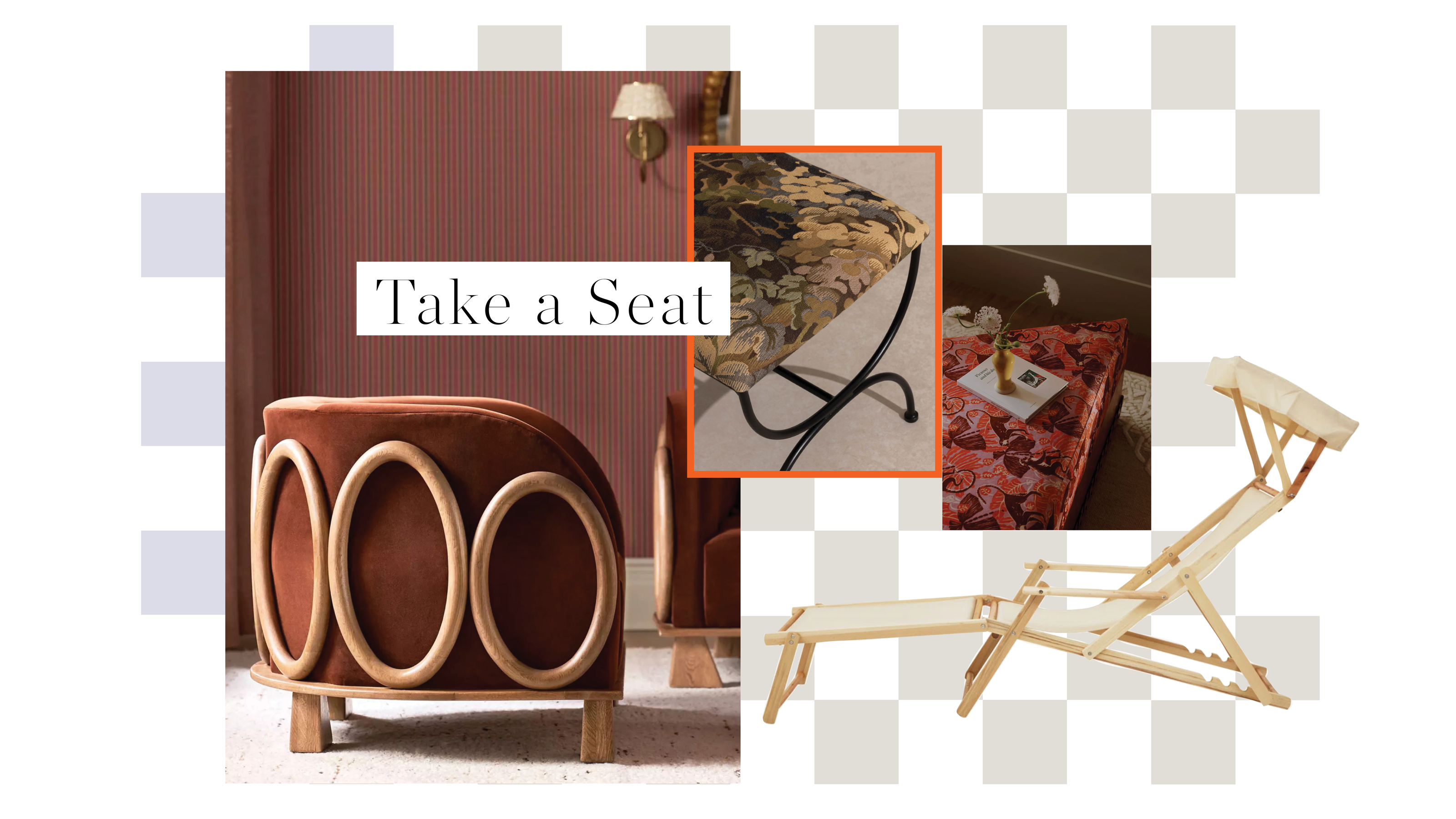 collage of stylish seats