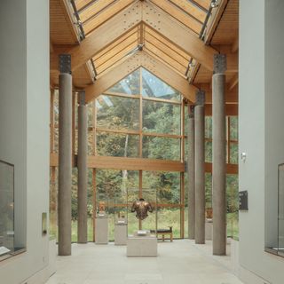 Burrell Collection building, brick and glass volumes