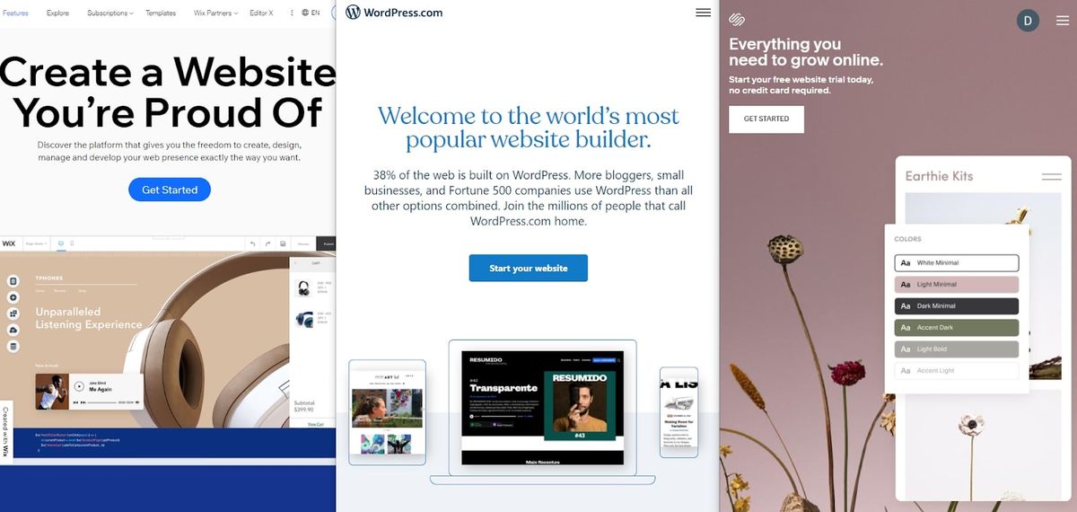 WordPress vs Wix vs Squarespace