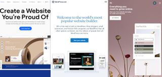 WordPress vs Wix vs Squarespace homepages
