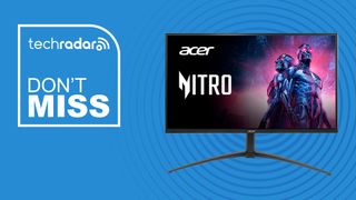 A 4K Acer Nitro monitor on a blue background