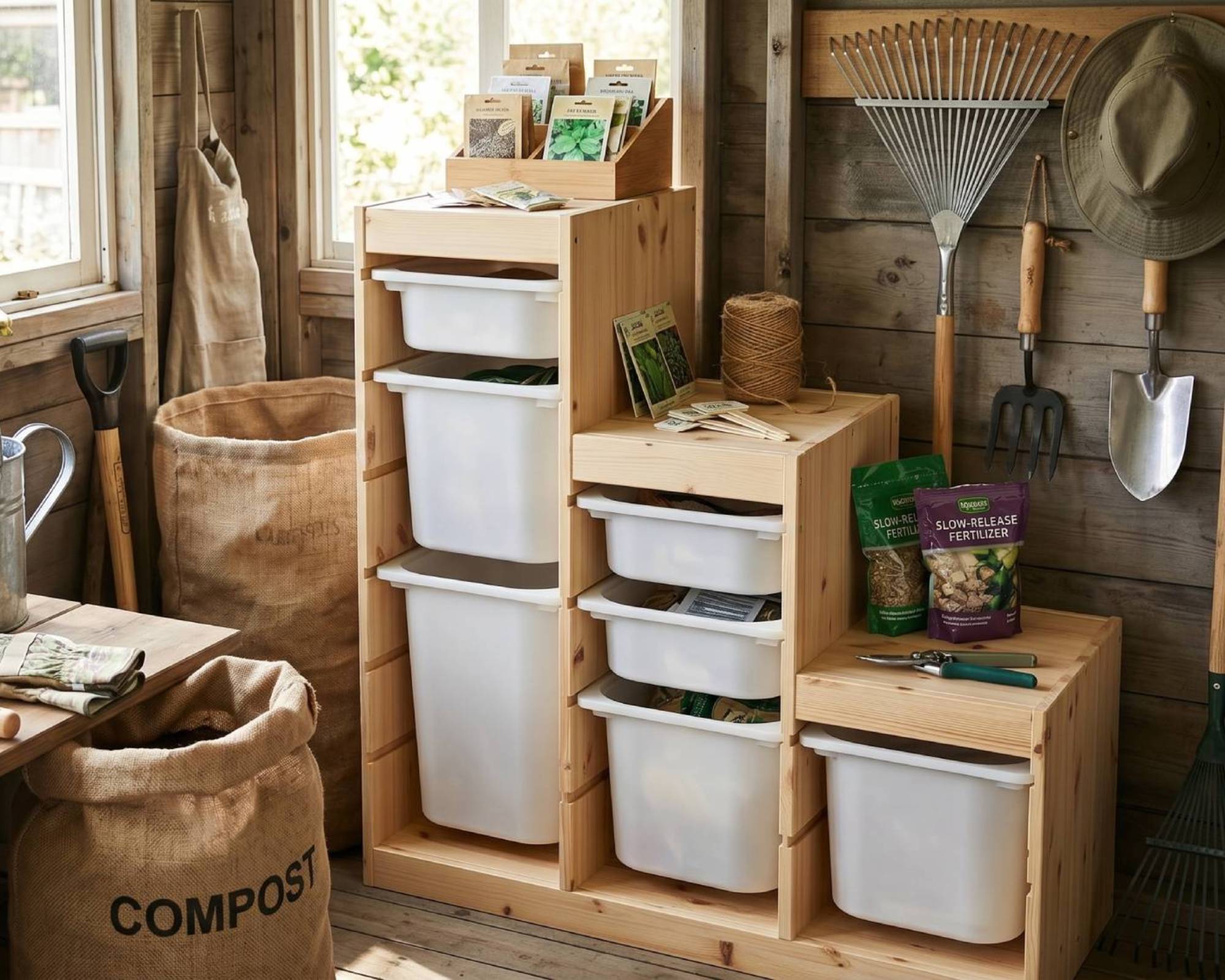 AI-generated image of IKEA TROFAST furniture in shed