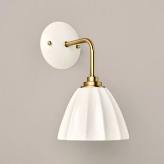 Fluted Ceramic Sconce White/Gold