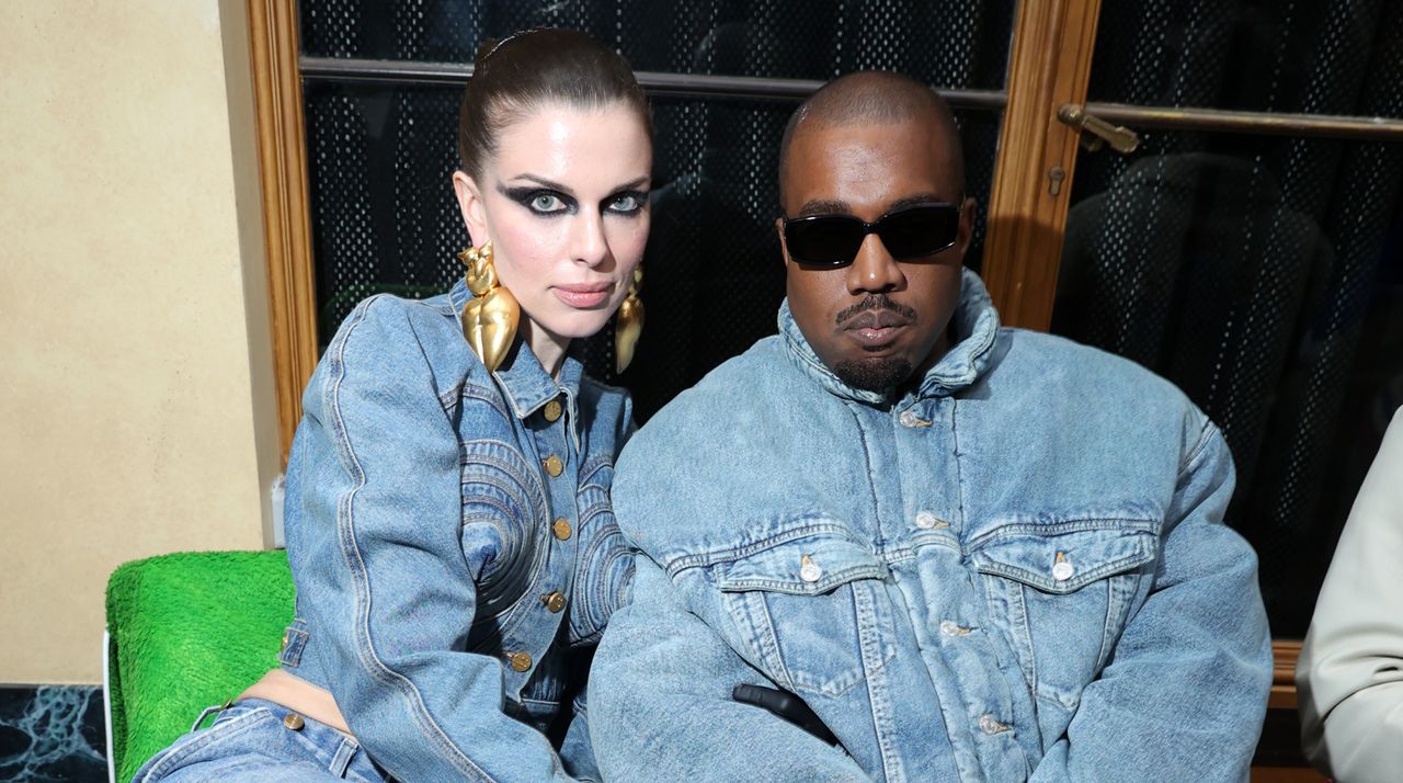 Julia Fox and Ye attend the Kenzo Fall/Winter 2022/2023 show as part of Paris Fashion Week on January 23, 2022 in Paris, France.