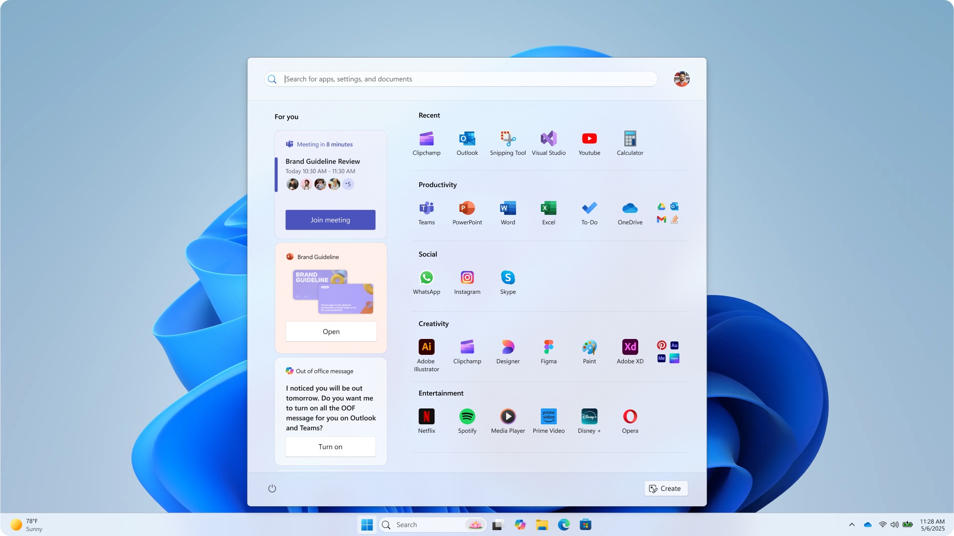 Windows 11 Start menu exploration