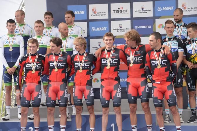 The final podium in the Worlds team time trial