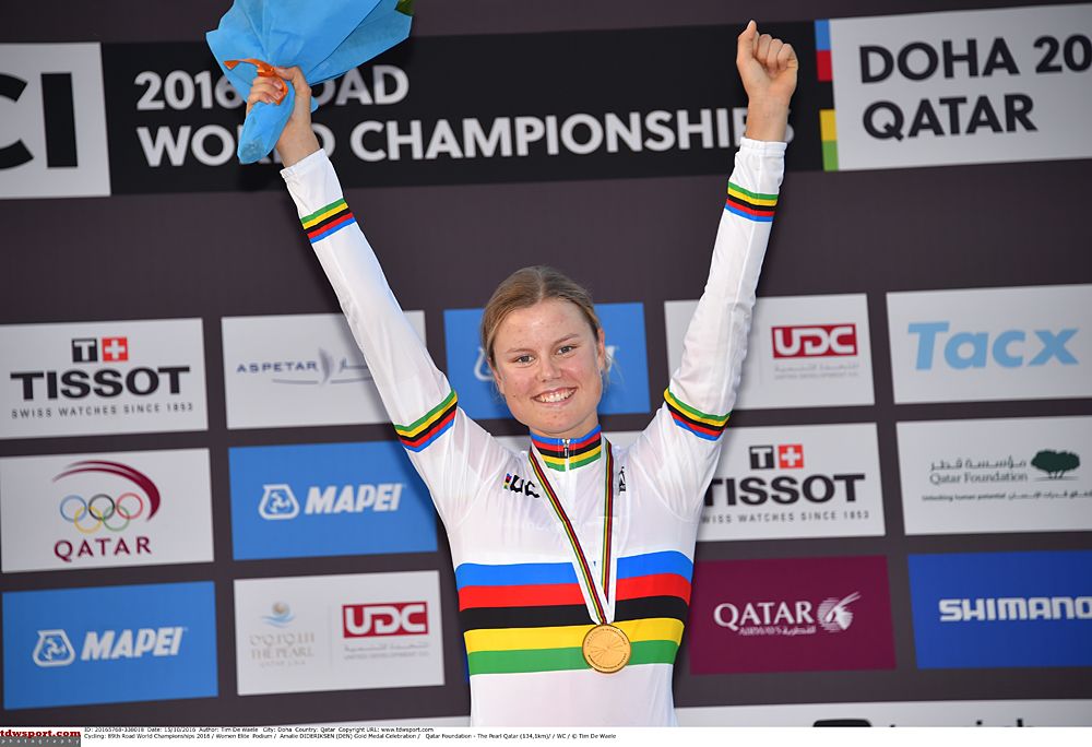 Amalie Dideriksen (Denmark) in the world champion's jersey
