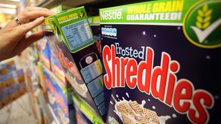 Frosted Shreddies cereal boxes