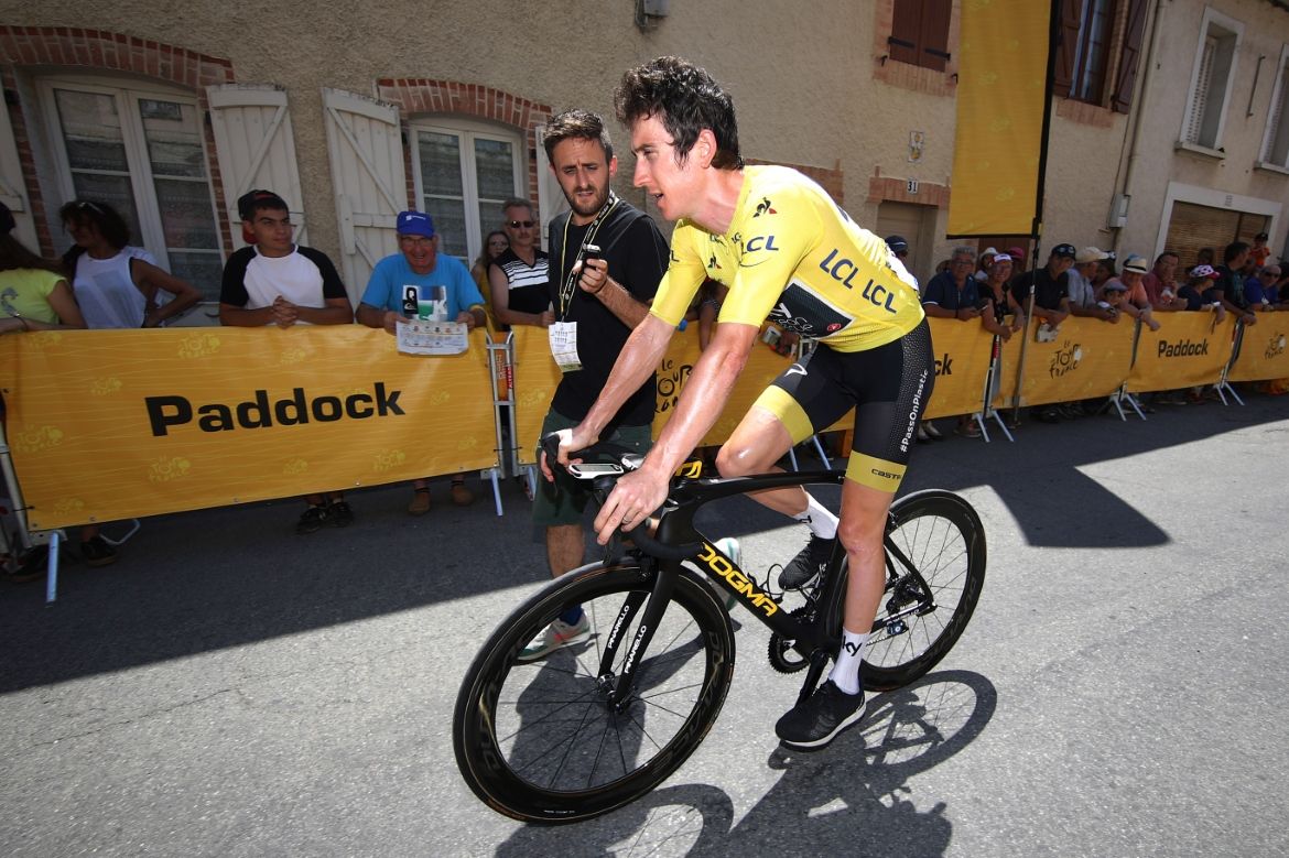 Geraint Thomas is interviewed by Cyclingnews' Daniel Benson