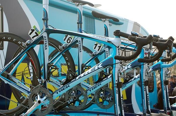 The Astana team had to leave the bikes on the cars at a few races this year, but today they were welcomed and where they race these days they may win as well.