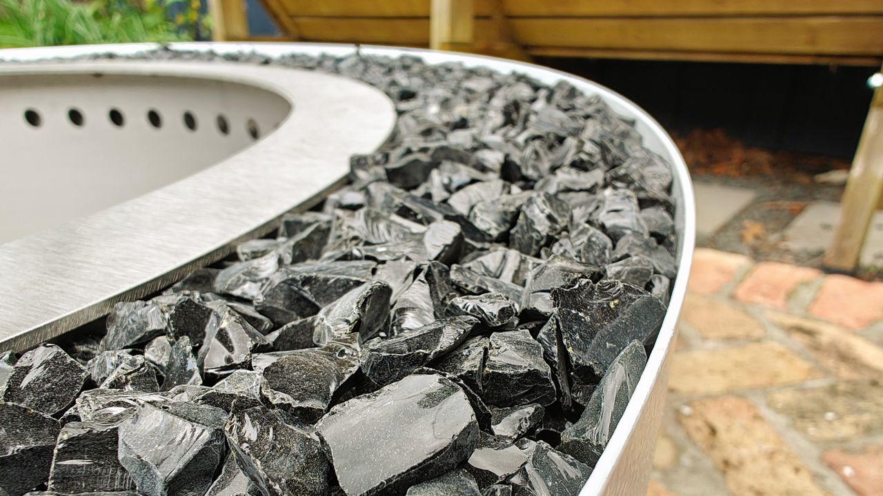 close up of stones in the Breeo Luxeve Fire Pit