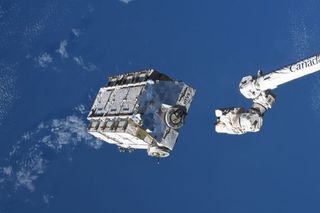 The International Space Station jettisons a 2.9-ton pallet carrying used batteries on March 11, 2021. This photo was posted on Twitter by NASA astronaut Mike Hopkins.