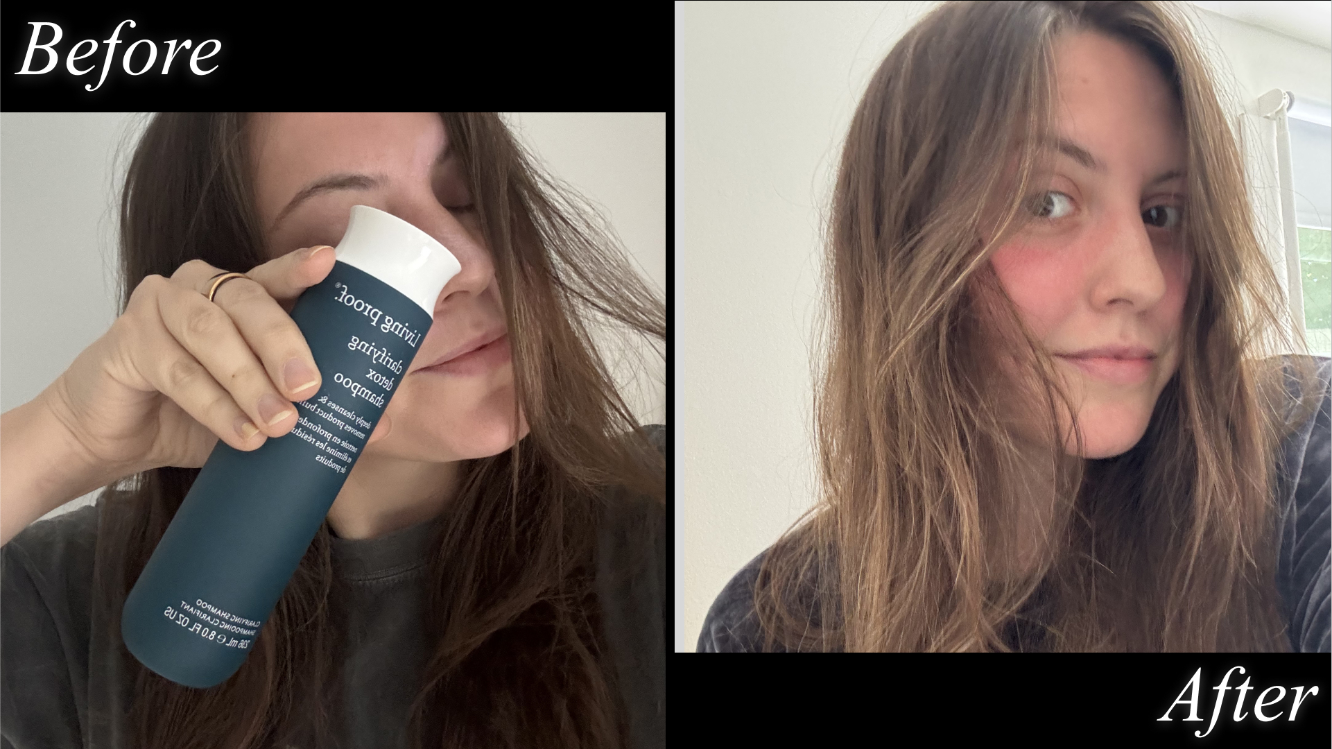 Sophia Vilensky shows off her hair before and after testing Living Proof&#039;s excellent clarifying shampoo.