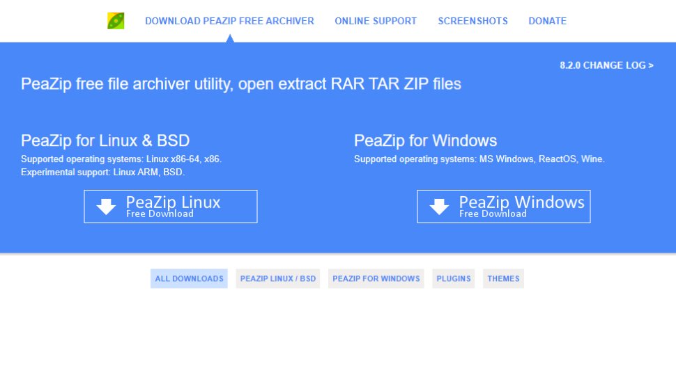 Website screenshot for PeaZip