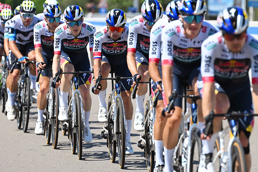 LECCE ITALY MAY 13 Primoz Roglic of Slovenia and Team Red Bull BORA hansgrohe competes during the 108th Giro dItalia 2025 Stage 4 a 189km stage from Alberobello Pietramadre to Lecce UCIWT on May 13 2025 in Lecce Italy Photo by Tim de WaeleGetty Images
