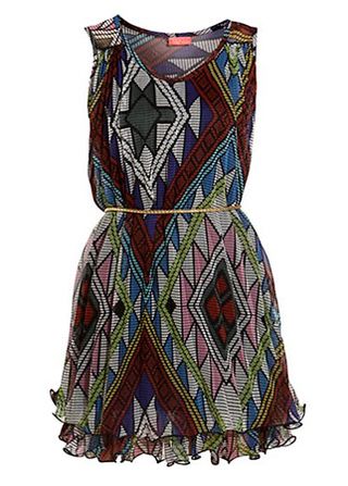 New Look simrik pleated patterned dress, £28