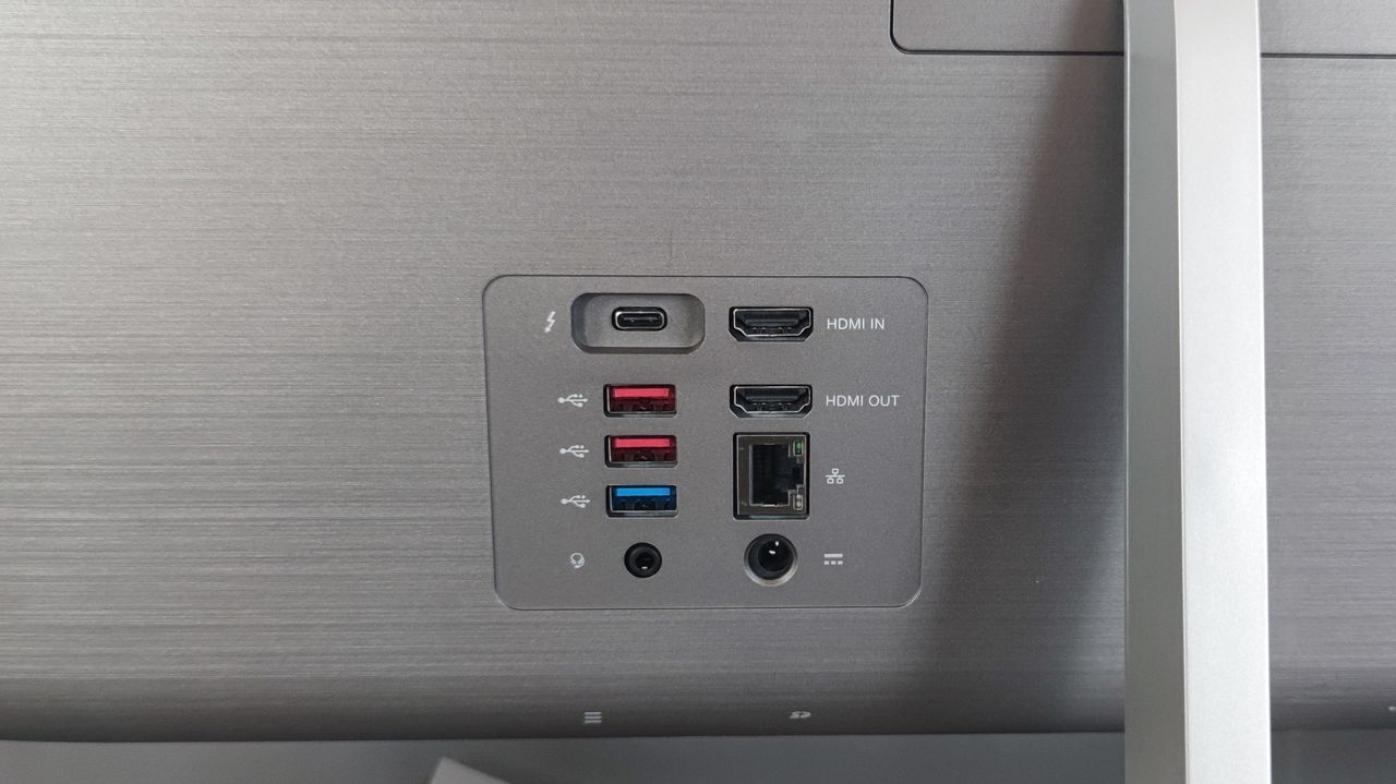 A closeup of the Acer Aspire C24's rear ports