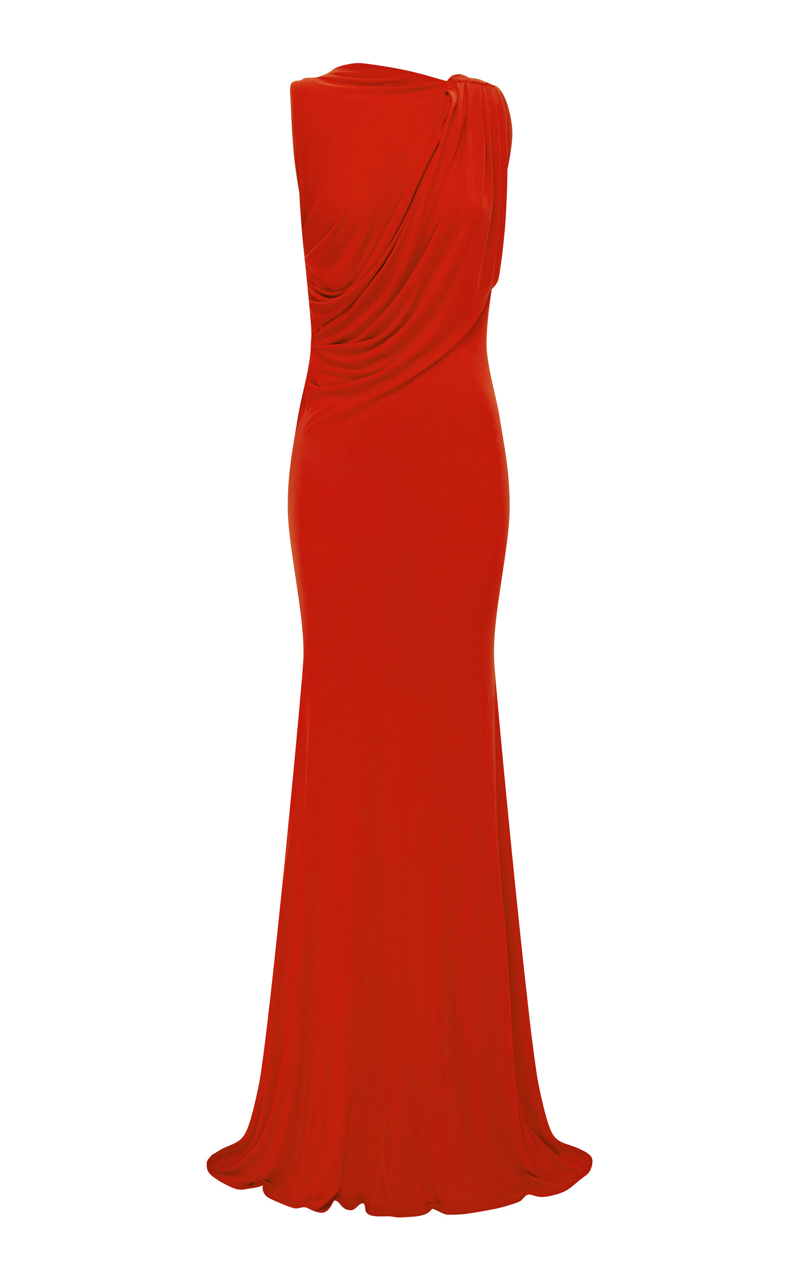 Sleeveless Open-Back Drape Gown