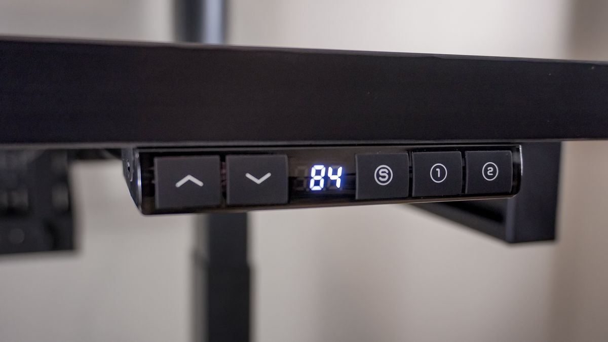 A close-up shot of the Corsair Platform 4: Elevate Desk's keypad