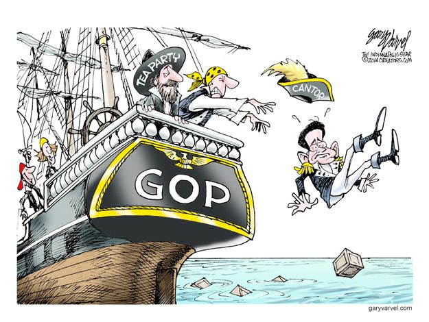 Political cartoon Cantor Tea Party