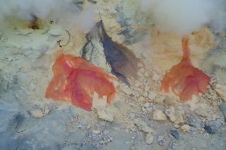 Sulfur deposits at Ijen Crater