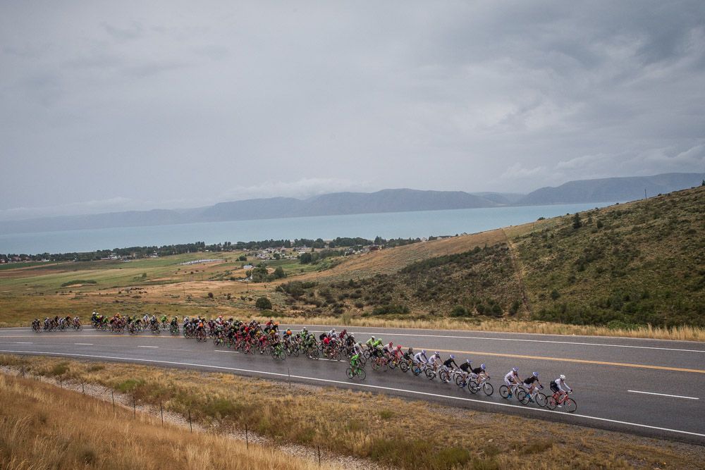 Riders climb back towards Logan.