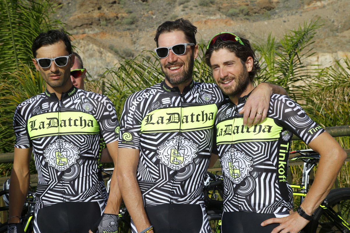 Daniele Bennati, Matteo Tosatto and Manuele Boaro model the La Datcha kit