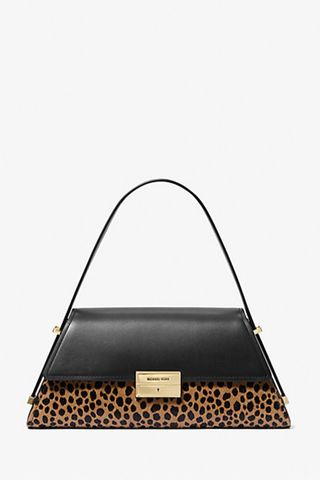 Michael Kors Ludlow Medium Leather and Cheetah-Print Calf Hair Shoulder Bag