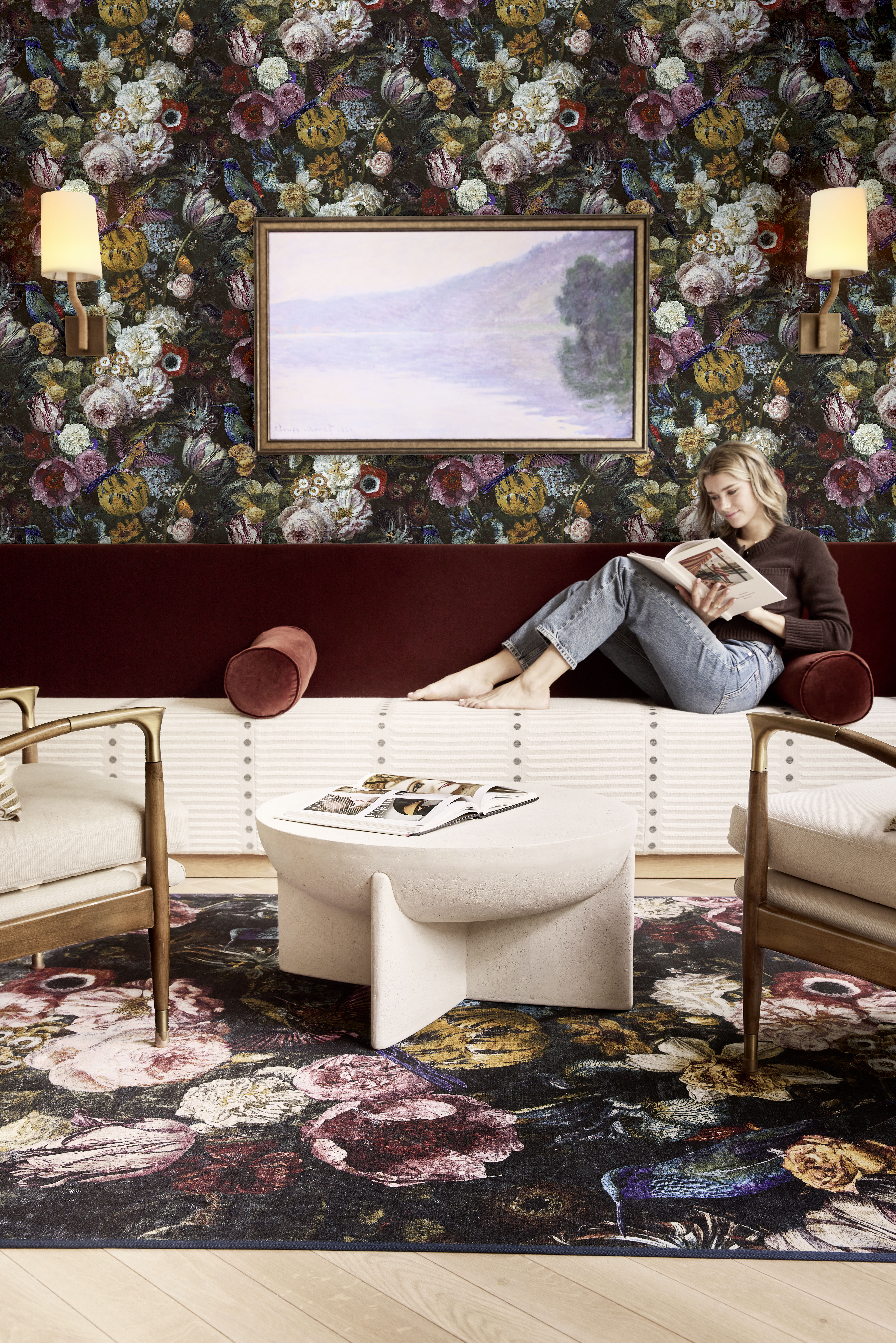 The Hug Rug x Graham &amp;amp; Brown rug in a lounge with a sofa and table
