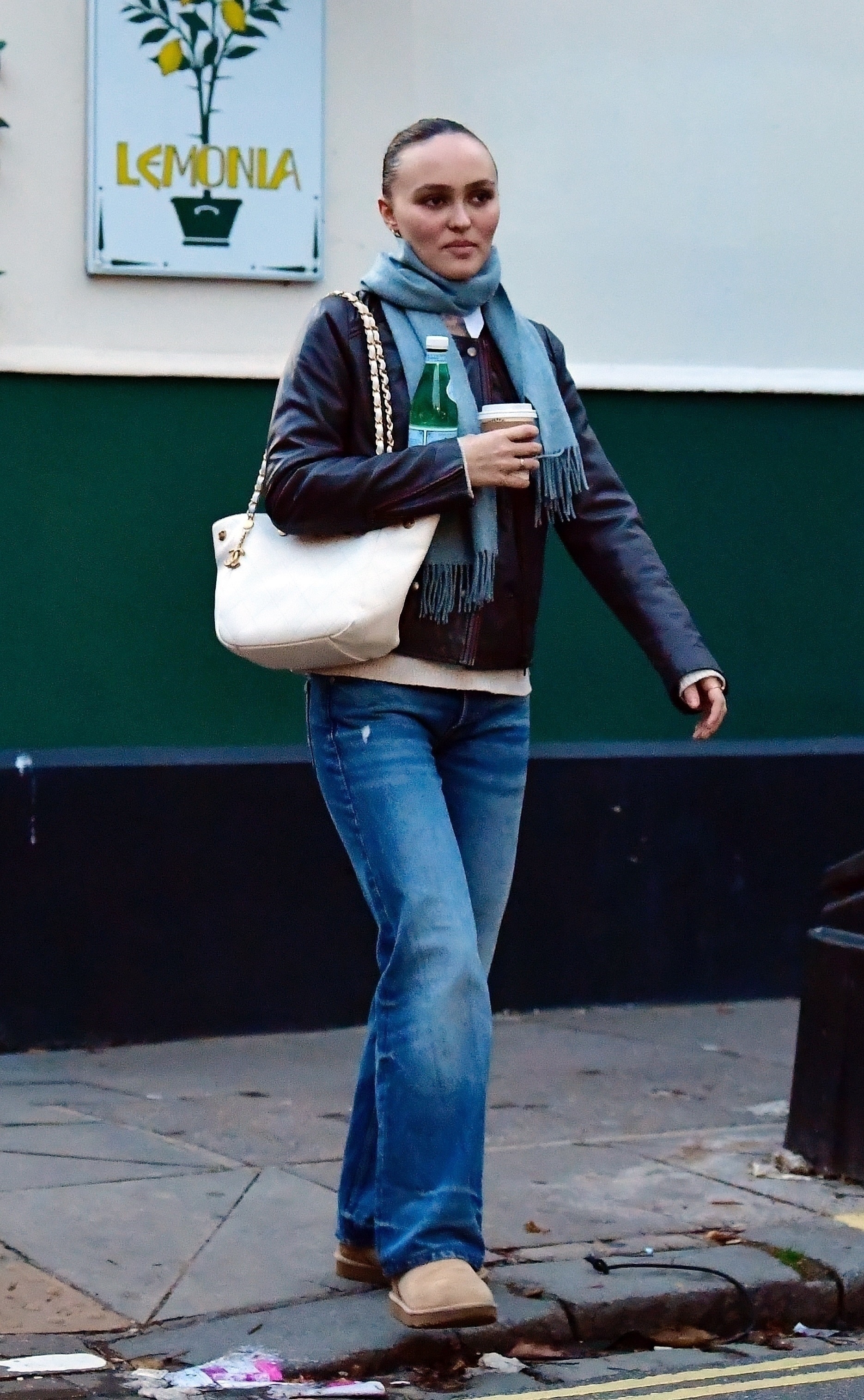 Lily-Rose Depp wearing Uggs.