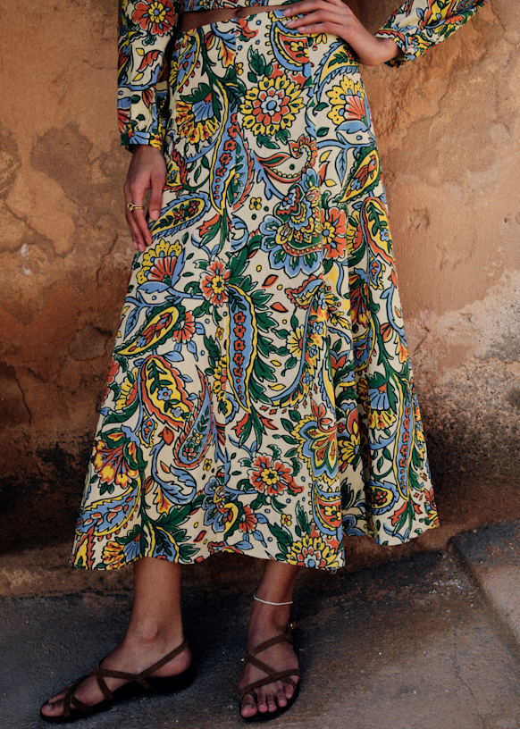 Soelle Skirt - Riola Print - Linen - S&amp;eacute;zane