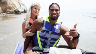 Deb Chubb and Jesse Bray on a jet ski in Love Island USA season 4