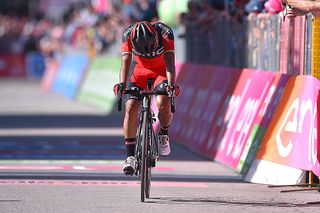 Solo breakaway rider Darwin Atapuma (BMC) hangs his head as he was caught with 1km to go