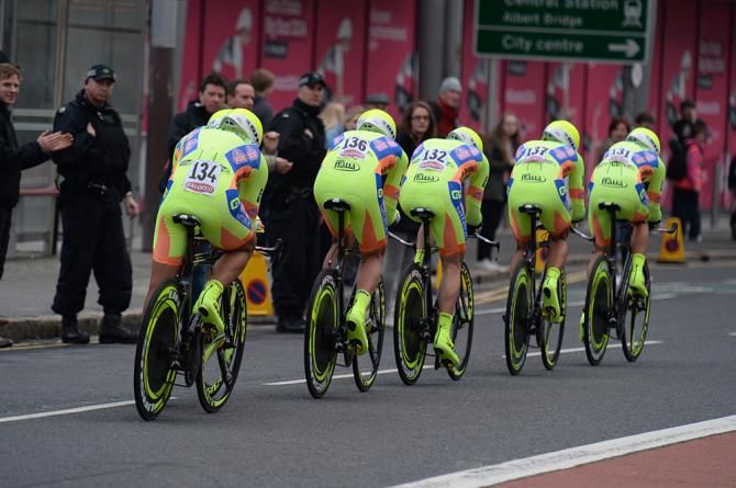 The Neri Sottoli team stood out in the grey weather in Belfast