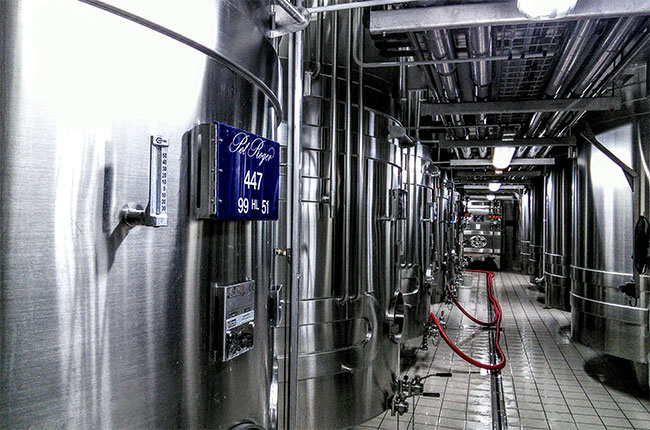 Stainless steel tanks at Pol Roger in Epernay